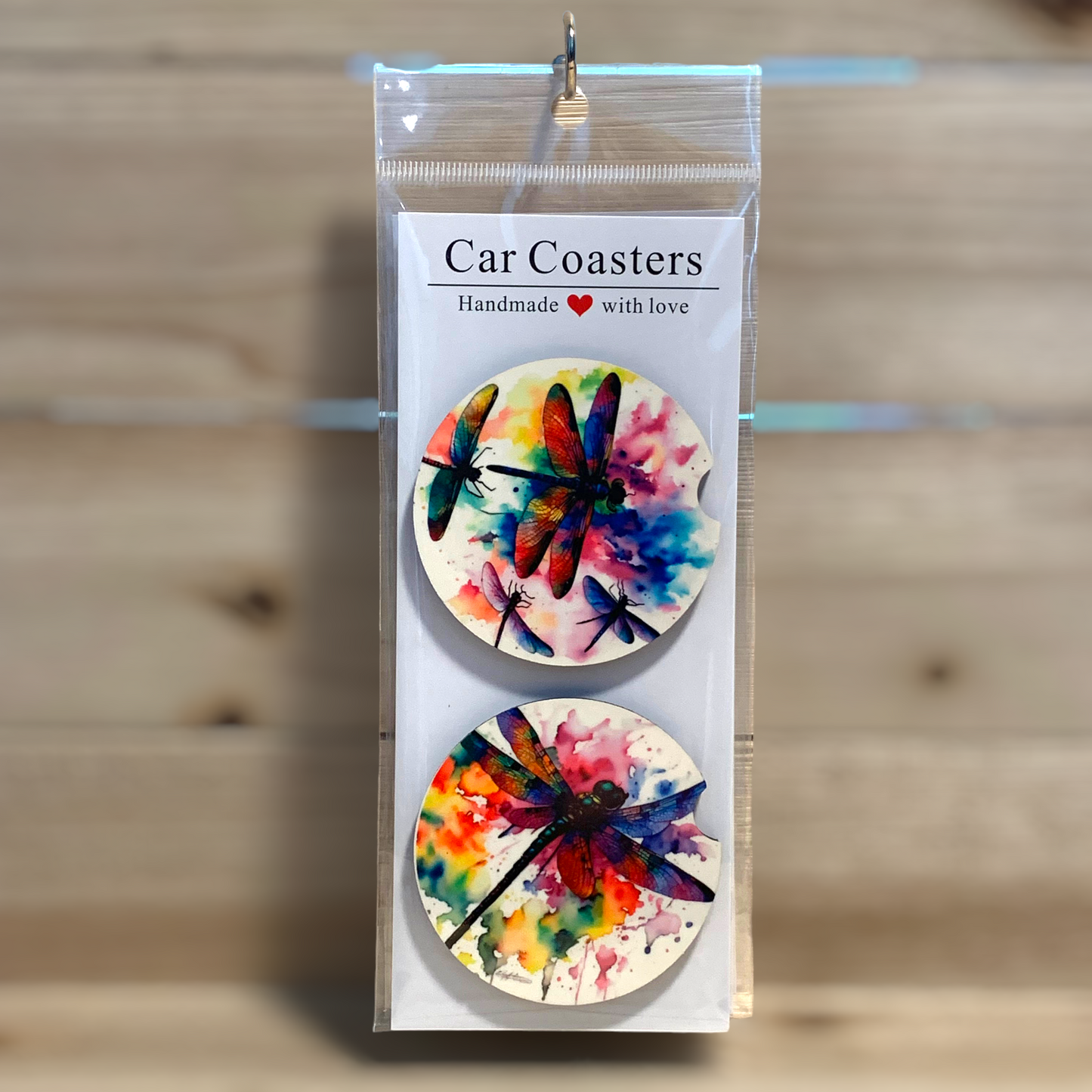 Alcohol Ink Dragonfly Car Coasters