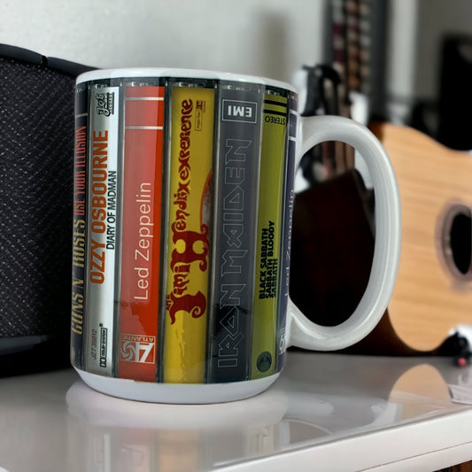 15 oz. Mug Featuring 80s Band Rock Favorites!