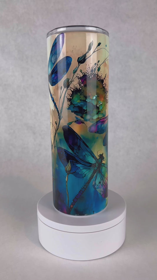 20 oz. Alcohol Ink Dragonflies Tumbler