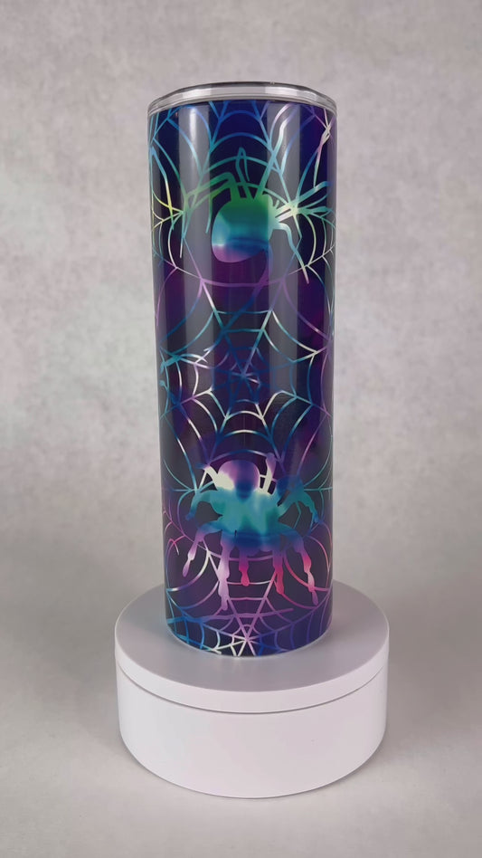 20 oz. Black and Neon Tie-dyed Spiders Tumbler