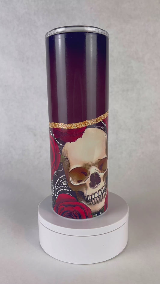 20 oz. Red Roses & Skull Tumbler